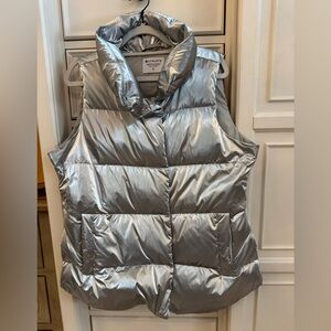 Athleta Metallic Silver Quilted Vest